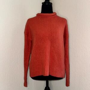 Madewell Sweater Women XS Orange Red Knitted Turtle Neck Long Sleeve Boho Casual